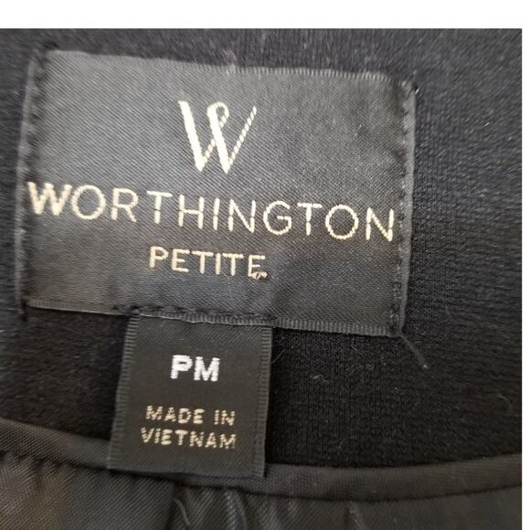 Worthington Petite Moto Jacket Knit Asymmetrical Hem Zip Up Short Tweed Size PM - Picture 8 of 9